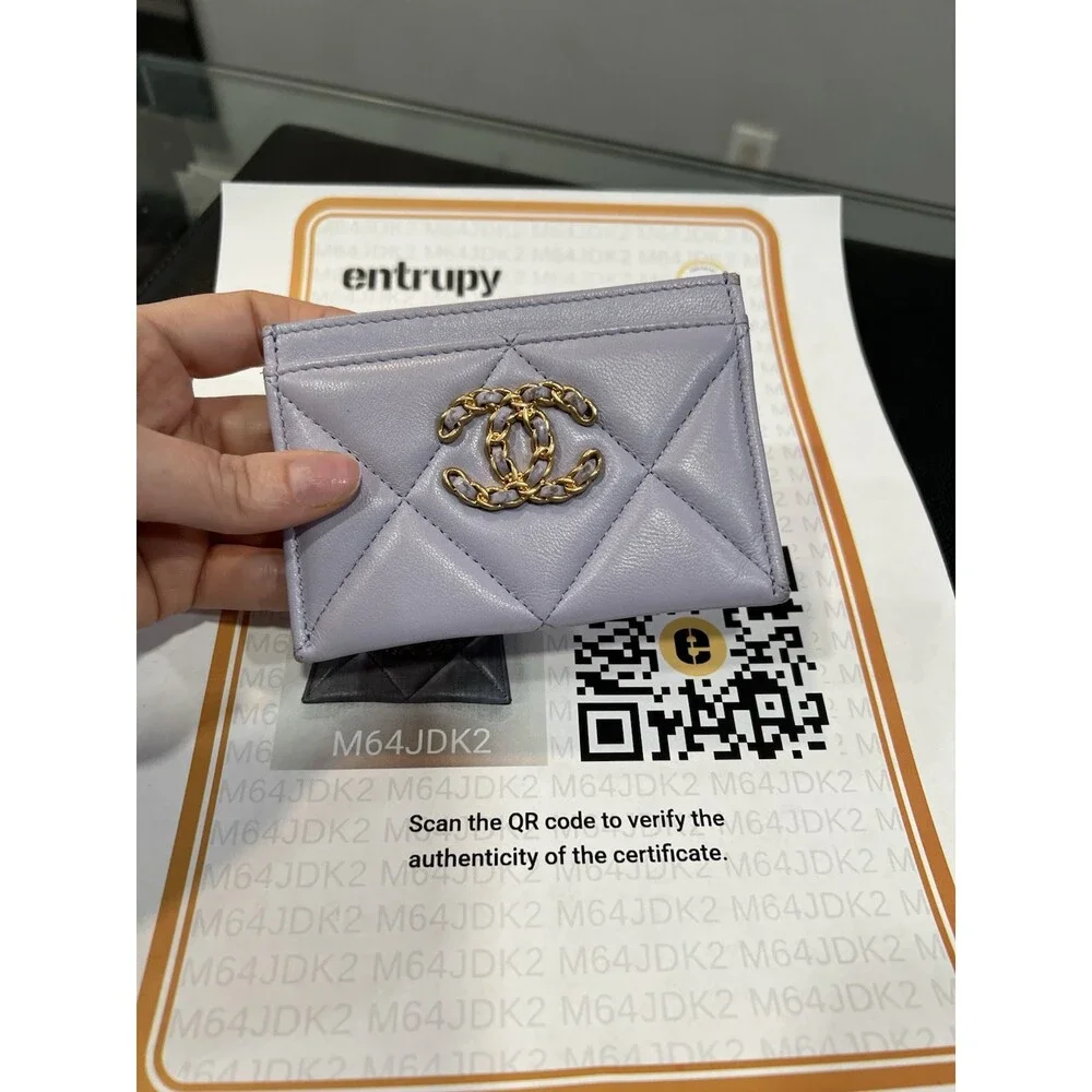 Chanel 19 Lavender Gold Card Case With Authenticity